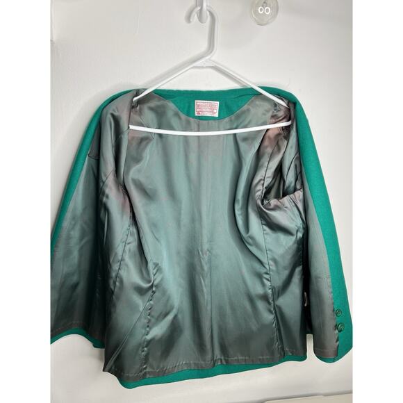 Vintage Pendleton Blazer Women Green Wool Jacket Suit Size 16 Petite - Picture 7 of 11